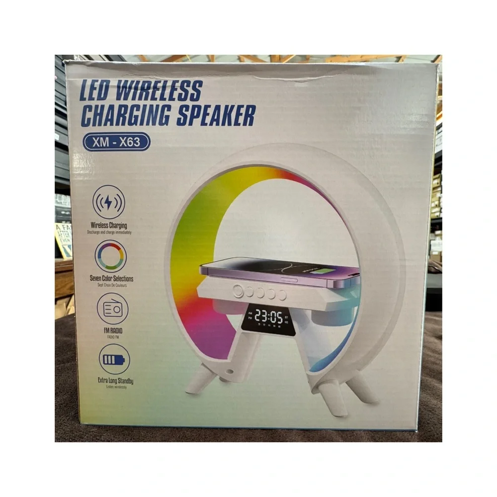 LED Wireless Charging Speaker with Clock - Picture 1 of 3